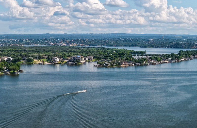 Scenic view of the Highland Lakes near Horseshoe Bay and Kingsland
